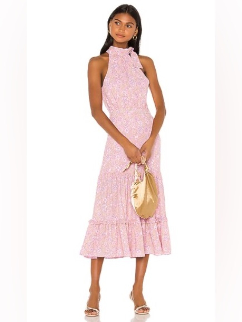 Likely Mona Midi Dress in Pink Multi Size 4